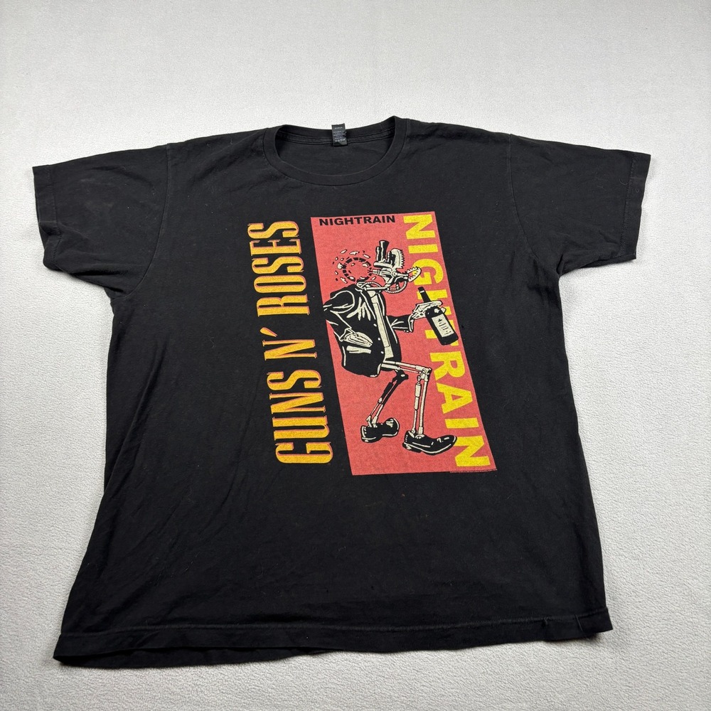 Guns N Roses Nightrain Skeleton Graphic T-Shirt Black Mens Large Tultex Cotton